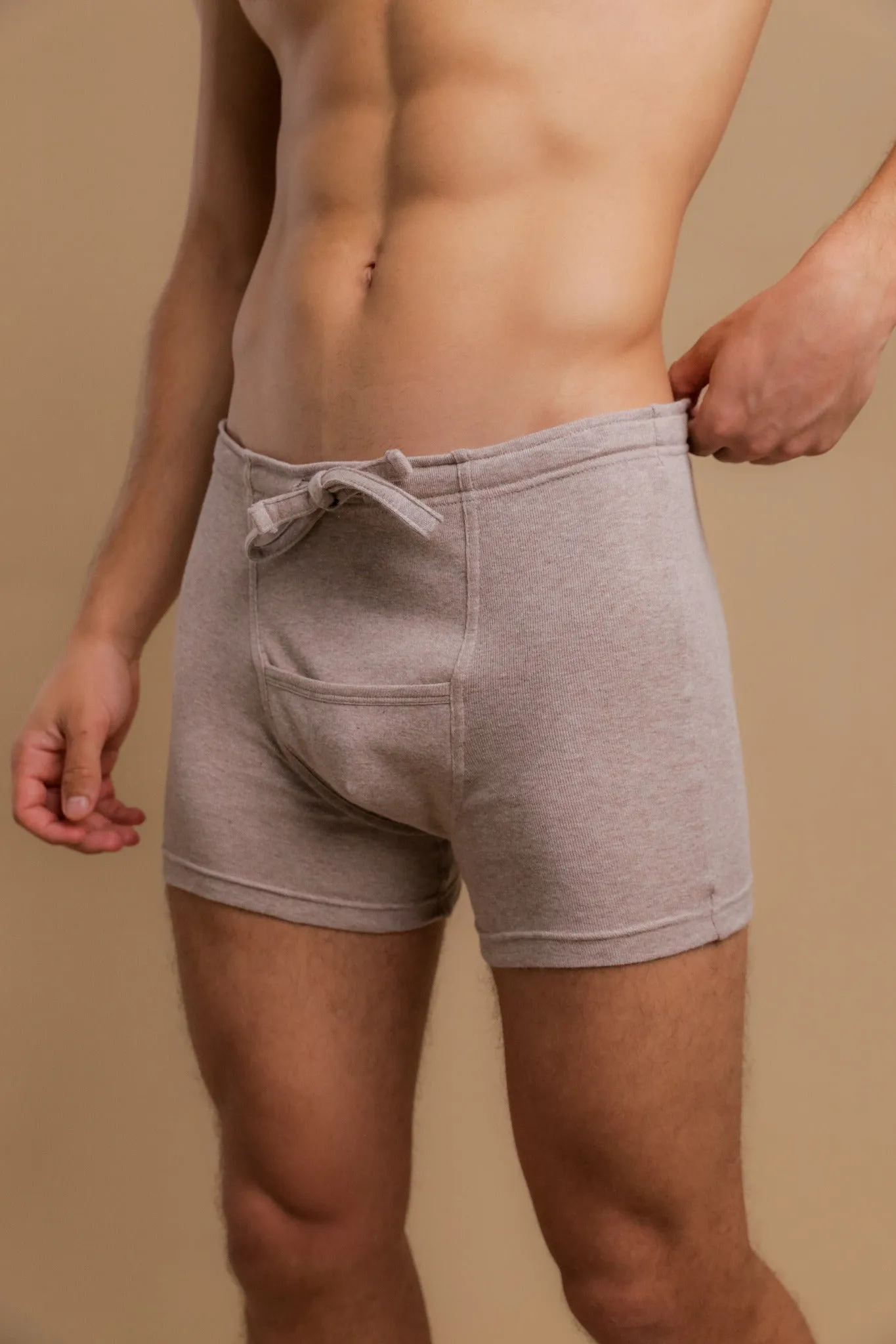 Men's Rib Drawstring Boxer Brief with Fly