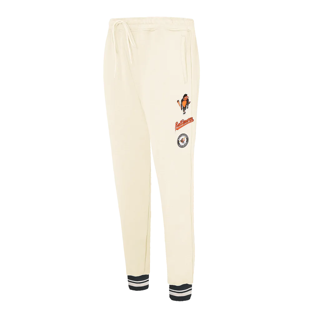 MLB BALTIMORE ORIOLES RETRO CLASSIC WOMEN'S RIB SWEATPANT (EGGSHELL/ BLACK)