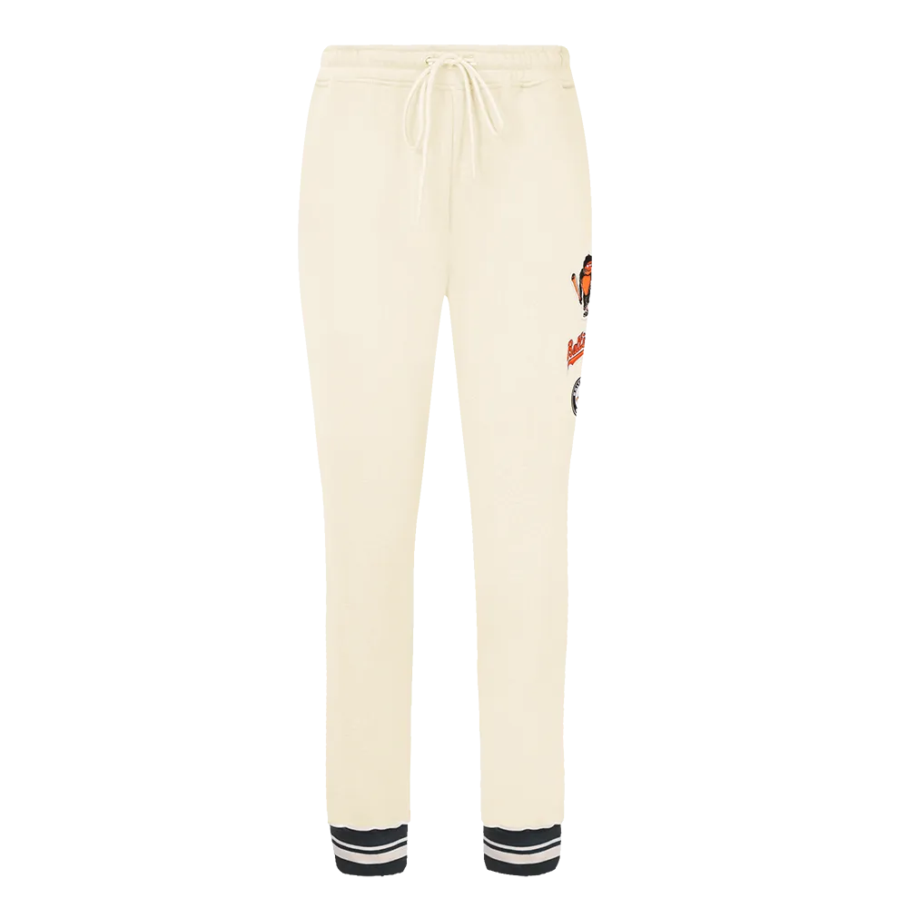 MLB BALTIMORE ORIOLES RETRO CLASSIC WOMEN'S RIB SWEATPANT (EGGSHELL/ BLACK)