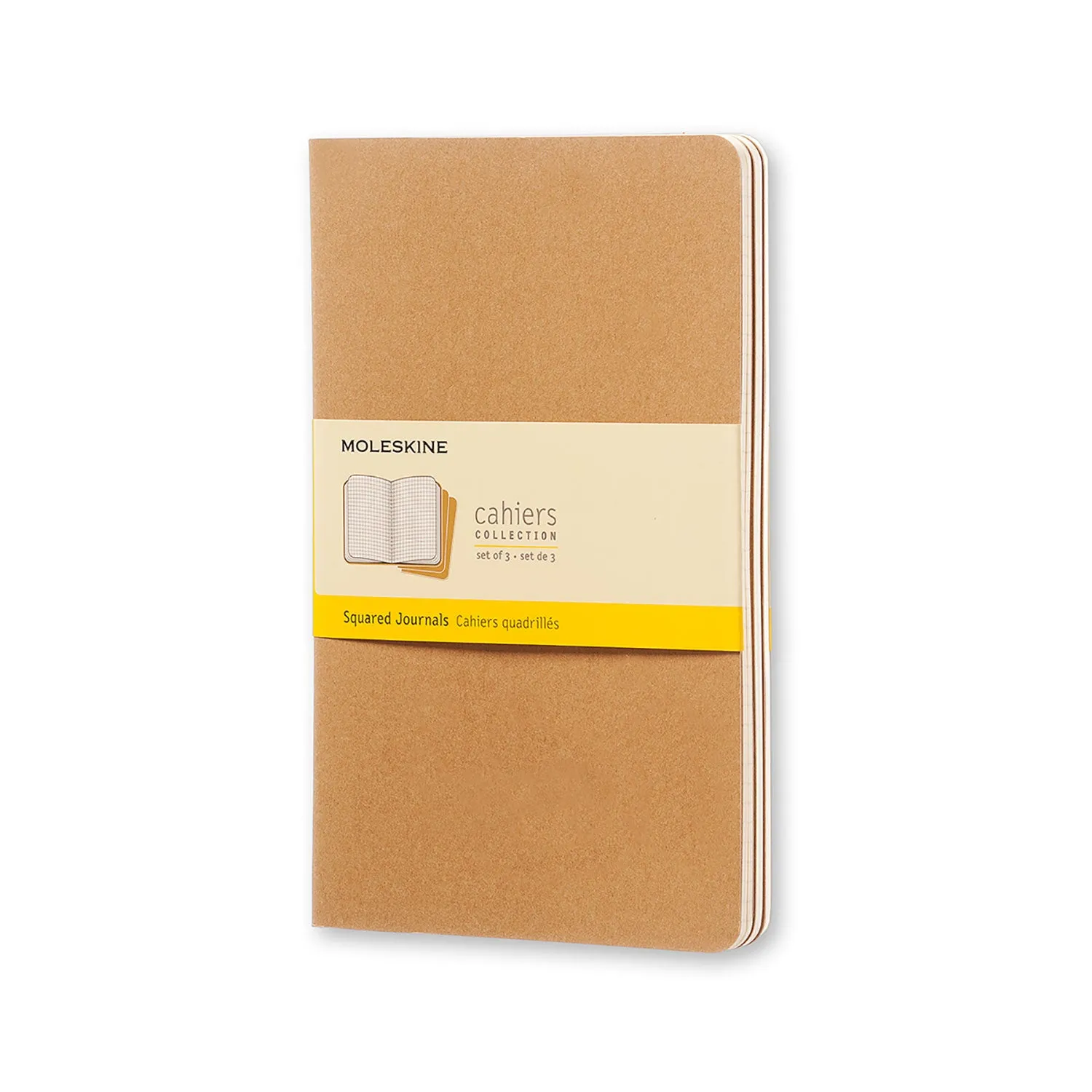 Moleskine Cahier Book - Set of 3, Large, Kraft Brown Cover, 5" x 8 1/4" (Various Styles)