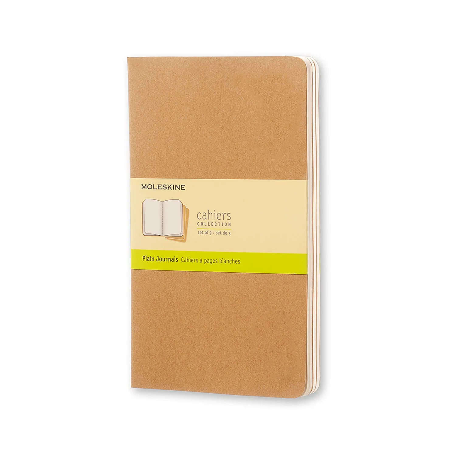 Moleskine Cahier Book - Set of 3, Large, Kraft Brown Cover, 5" x 8 1/4" (Various Styles)