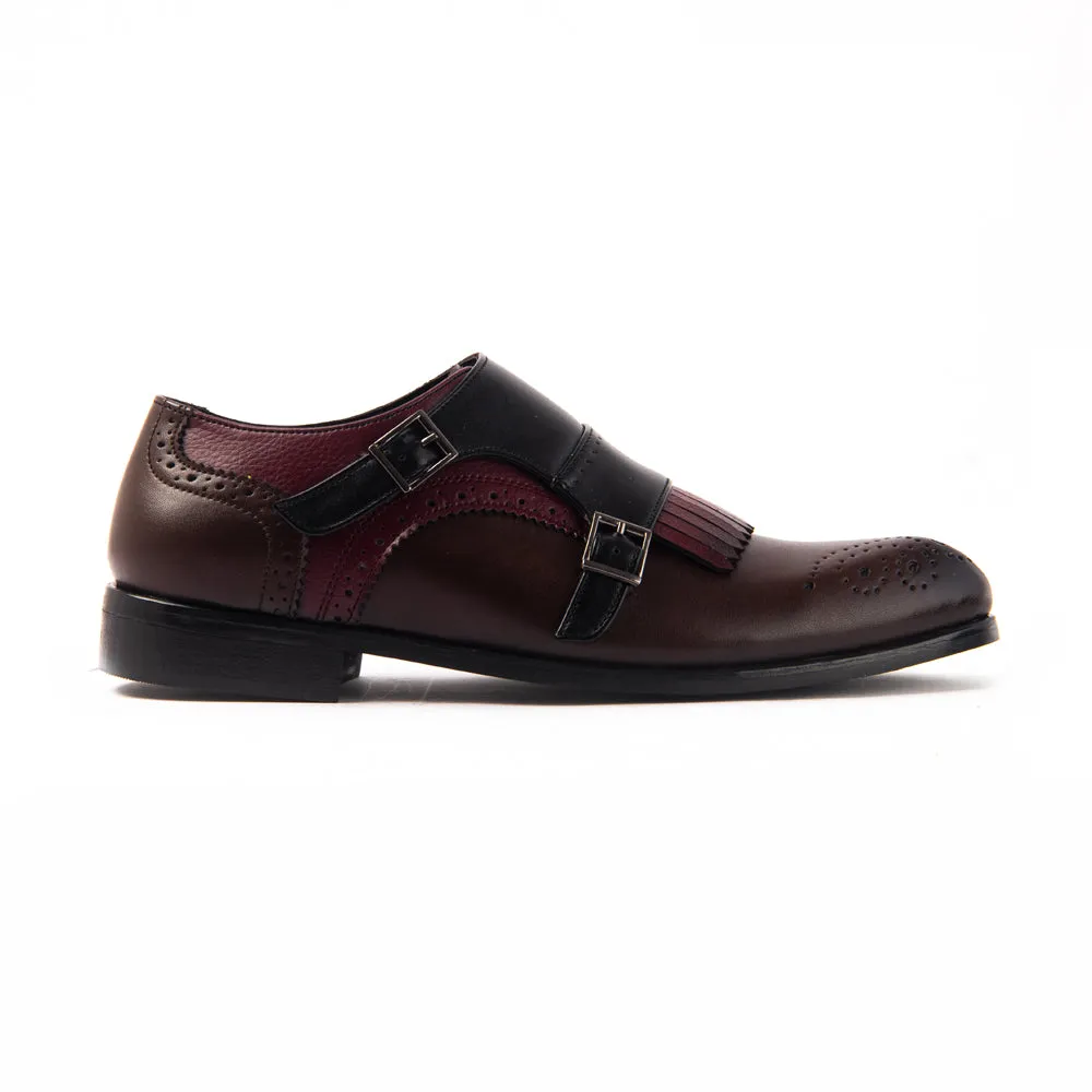 Monkstory Classic Double Monk Straps with Fringes - Tricolor