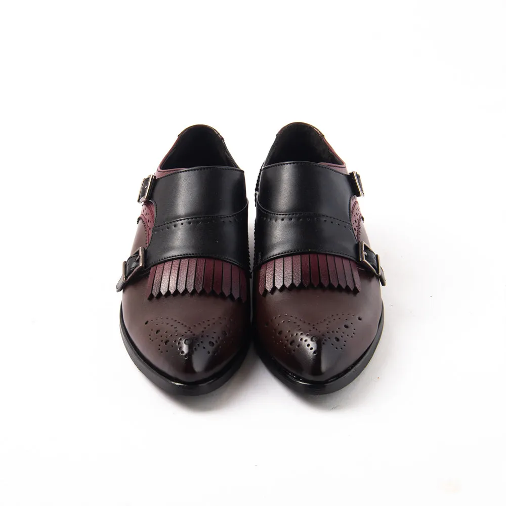 Monkstory Classic Double Monk Straps with Fringes - Tricolor