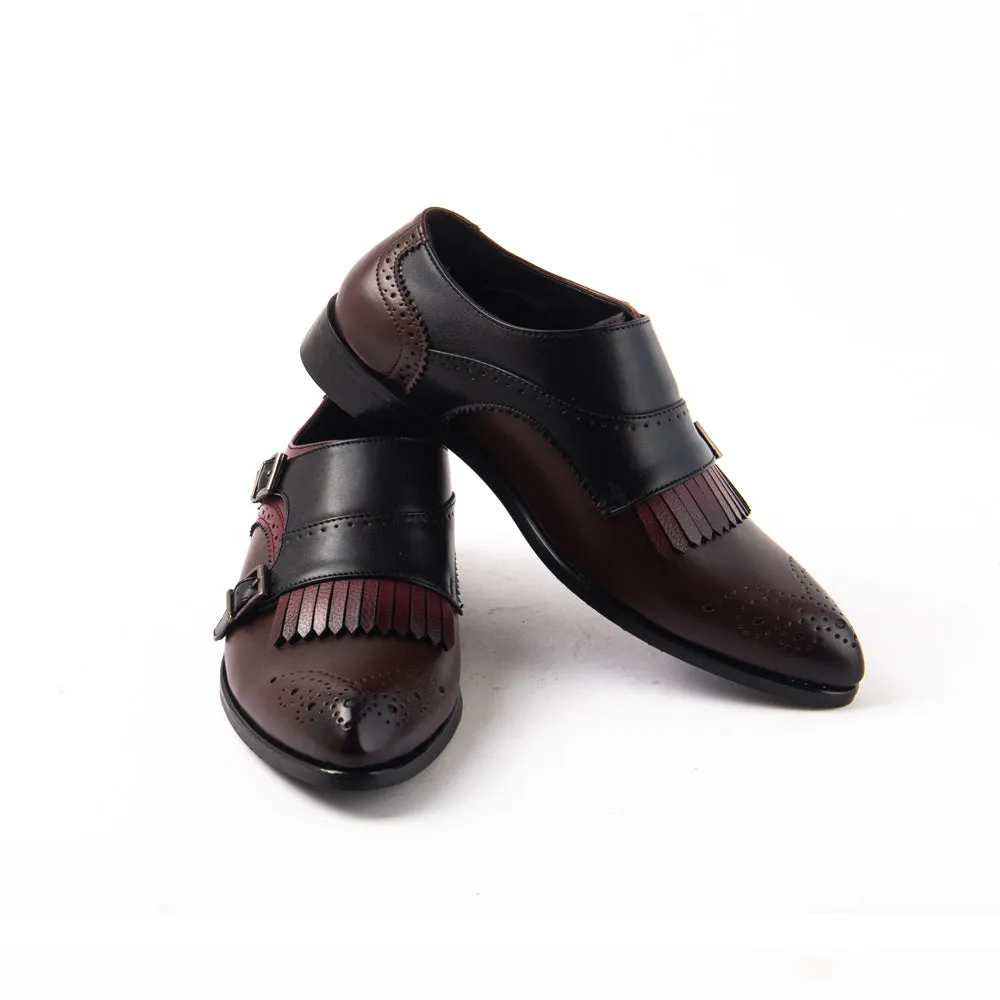 Monkstory Classic Double Monk Straps with Fringes - Tricolor