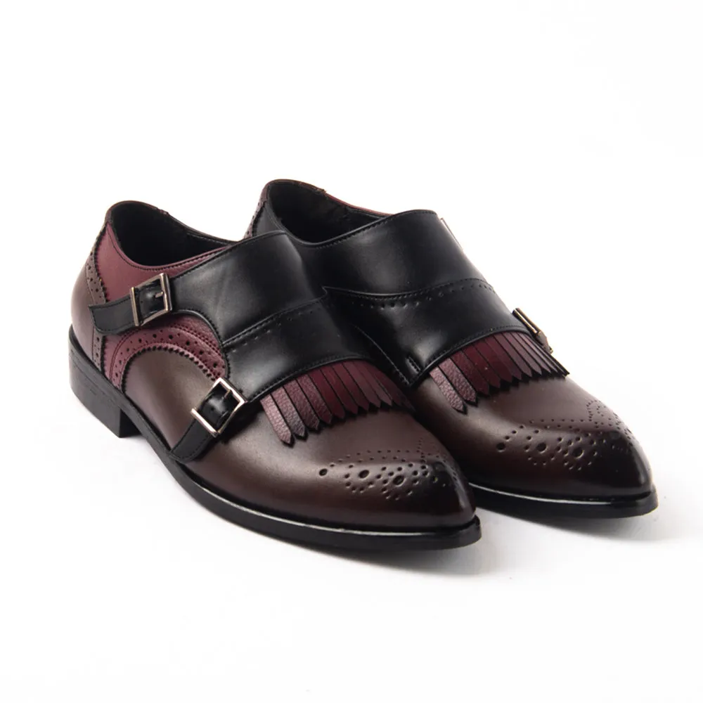 Monkstory Classic Double Monk Straps with Fringes - Tricolor