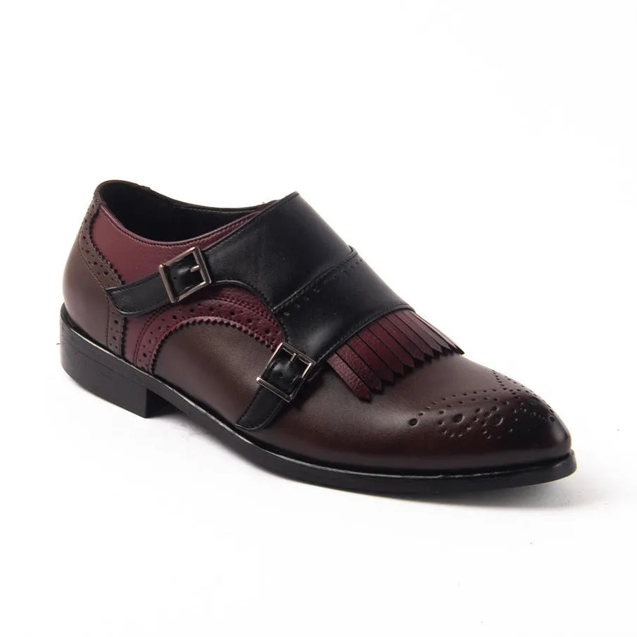 Monkstory Classic Double Monk Straps with Fringes - Tricolor