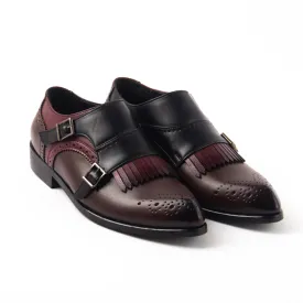 Monkstory Classic Double Monk Straps with Fringes - Tricolor