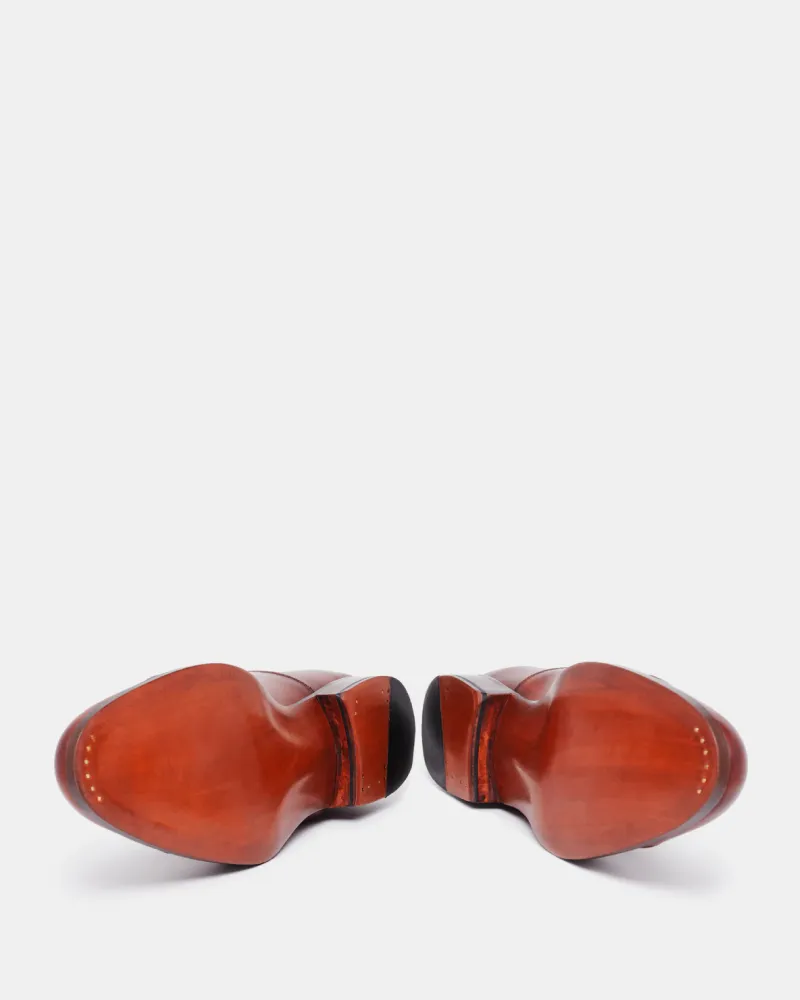 Museum Cognac Double Monk Strap Dress Shoe