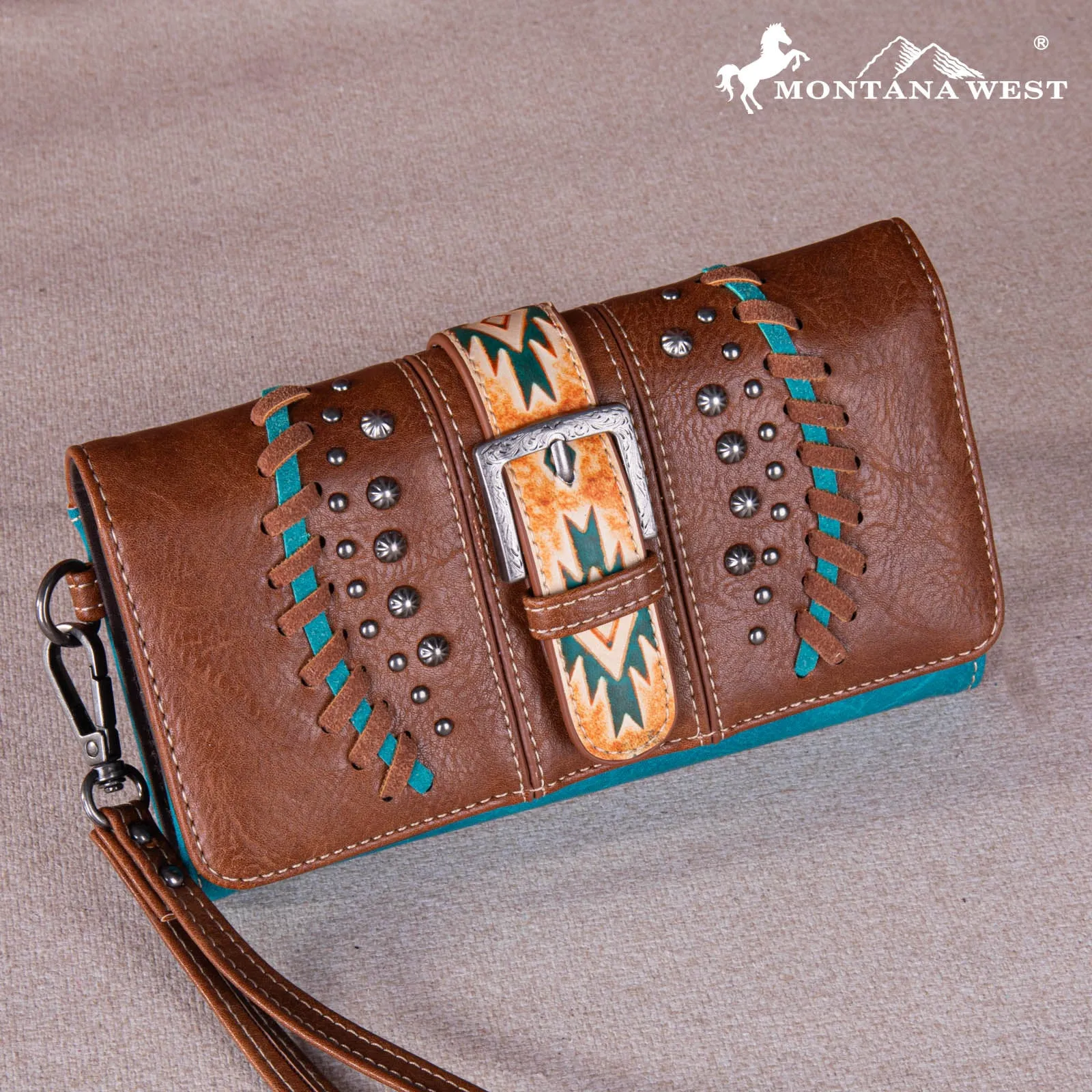 MW1134-W018 Montana West Aztec Buckle Collection Wallet