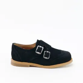 Papanatas Black Suede Monk Strap Shoe