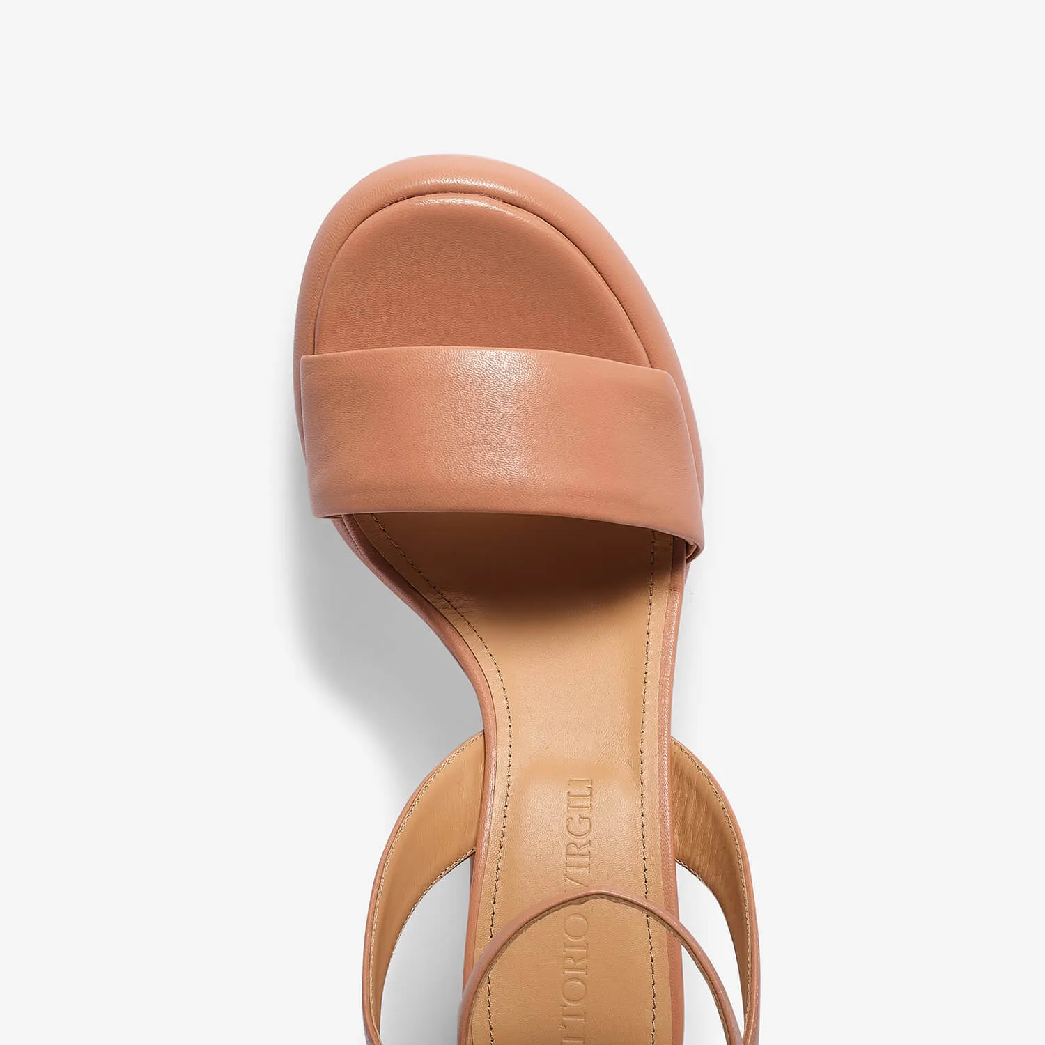 Powder pink women's goat leather platform sandal