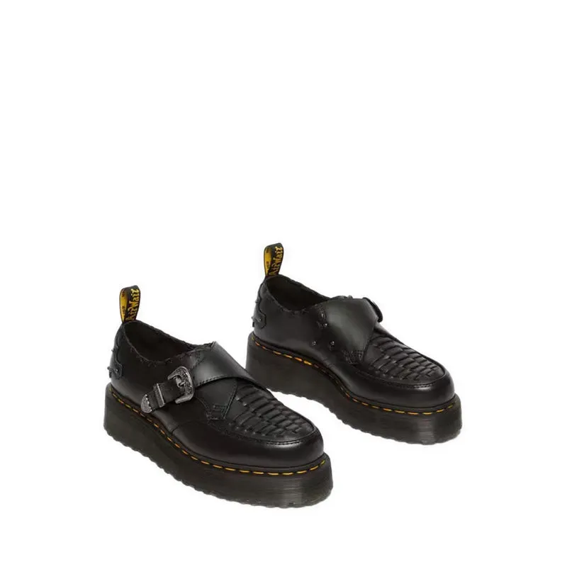 Ramsey Woven Smooth Leather Platform Creepers - Black