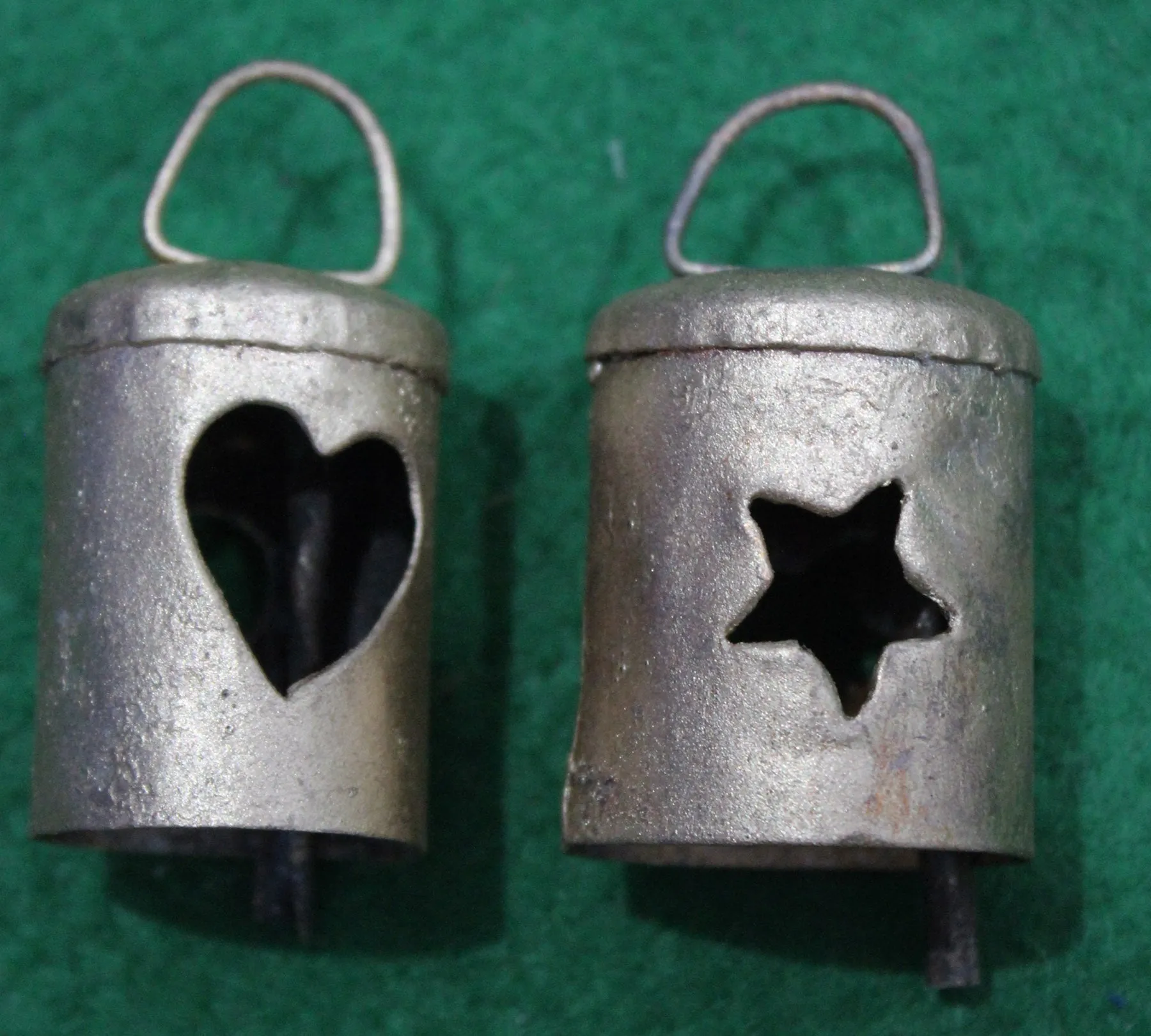 Rustic Iron Metal Tin Vintage Bells 2.5" Height with Star and Heart Cut out Chimes Craft Supplies Set of 100 Pcs