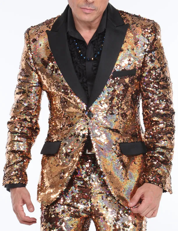 sequin suit men dark champagne color