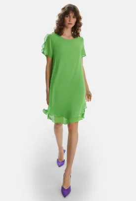 Short Sleeve Wave Hem Dress Green