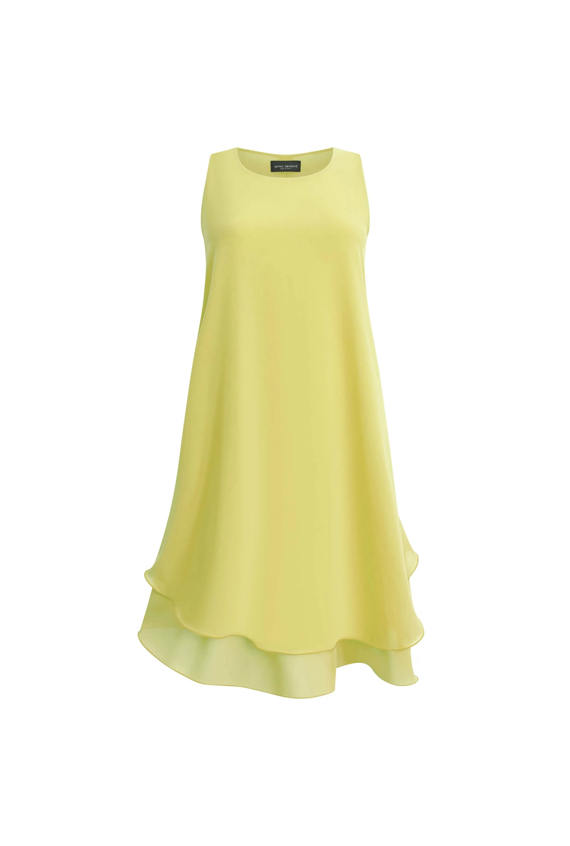 Sleeveless Wave Hem Dress Yellow