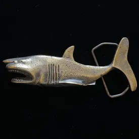 SOLD Vintage 70s Brass Shark Belt Buckle