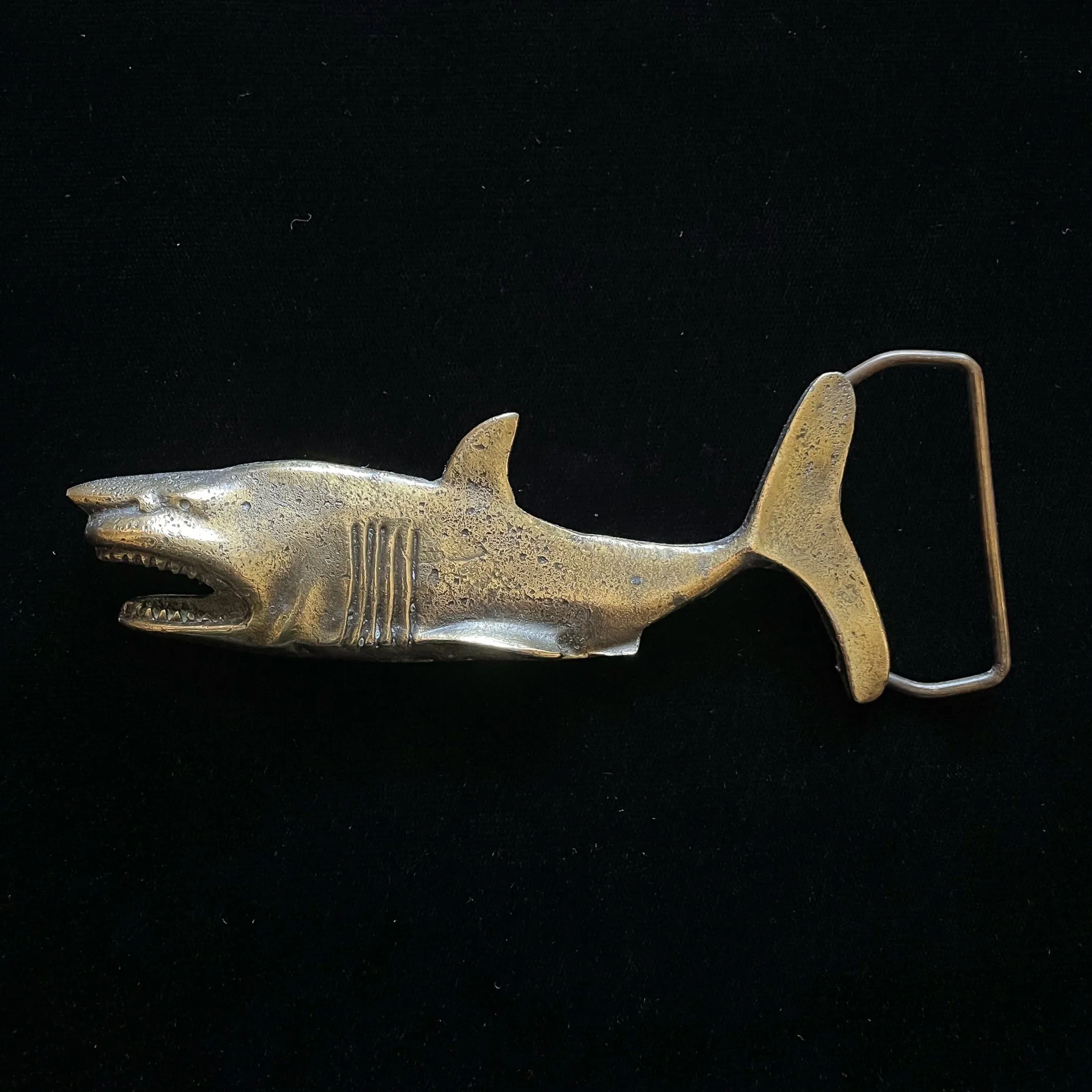 SOLD Vintage 70s Brass Shark Belt Buckle