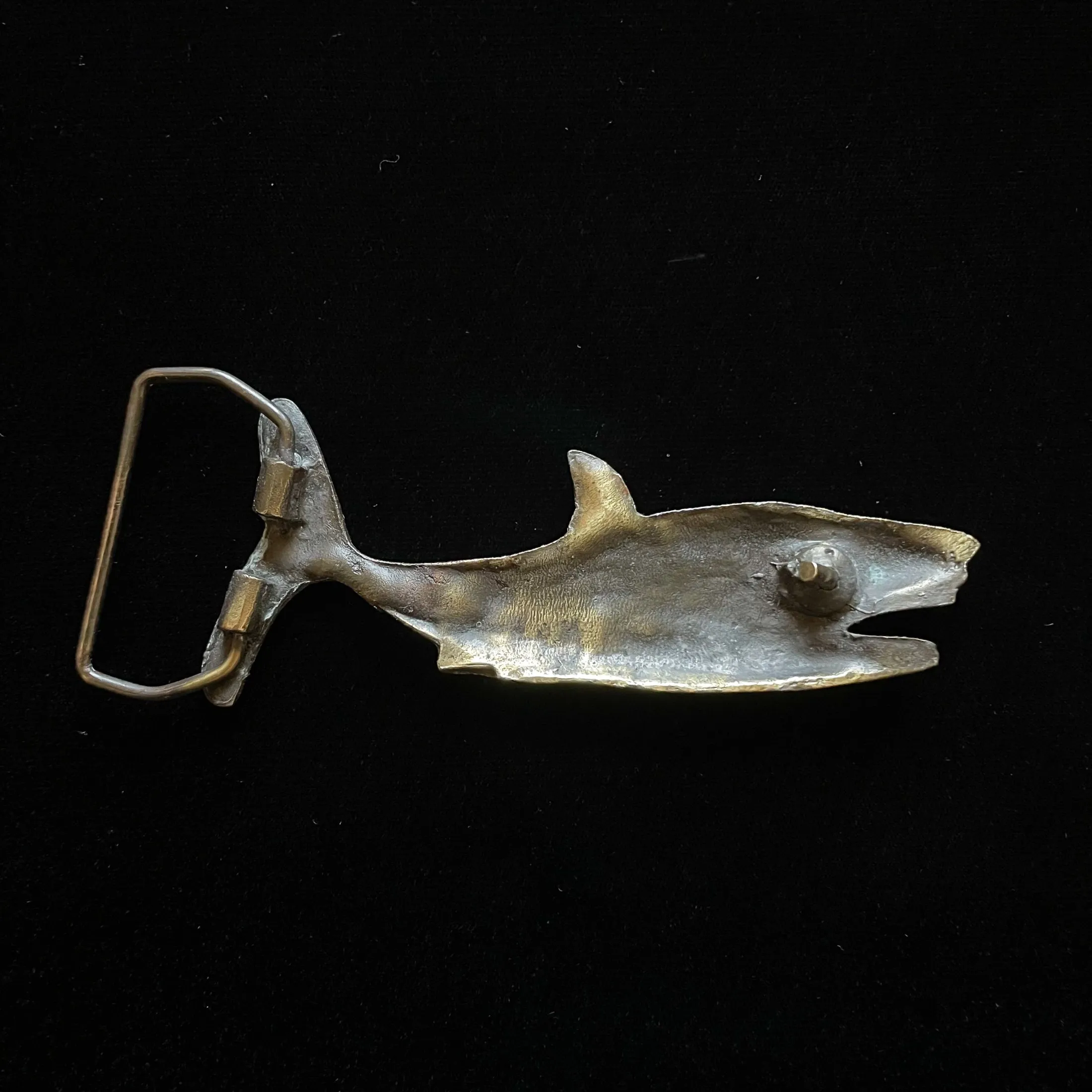 SOLD Vintage 70s Brass Shark Belt Buckle