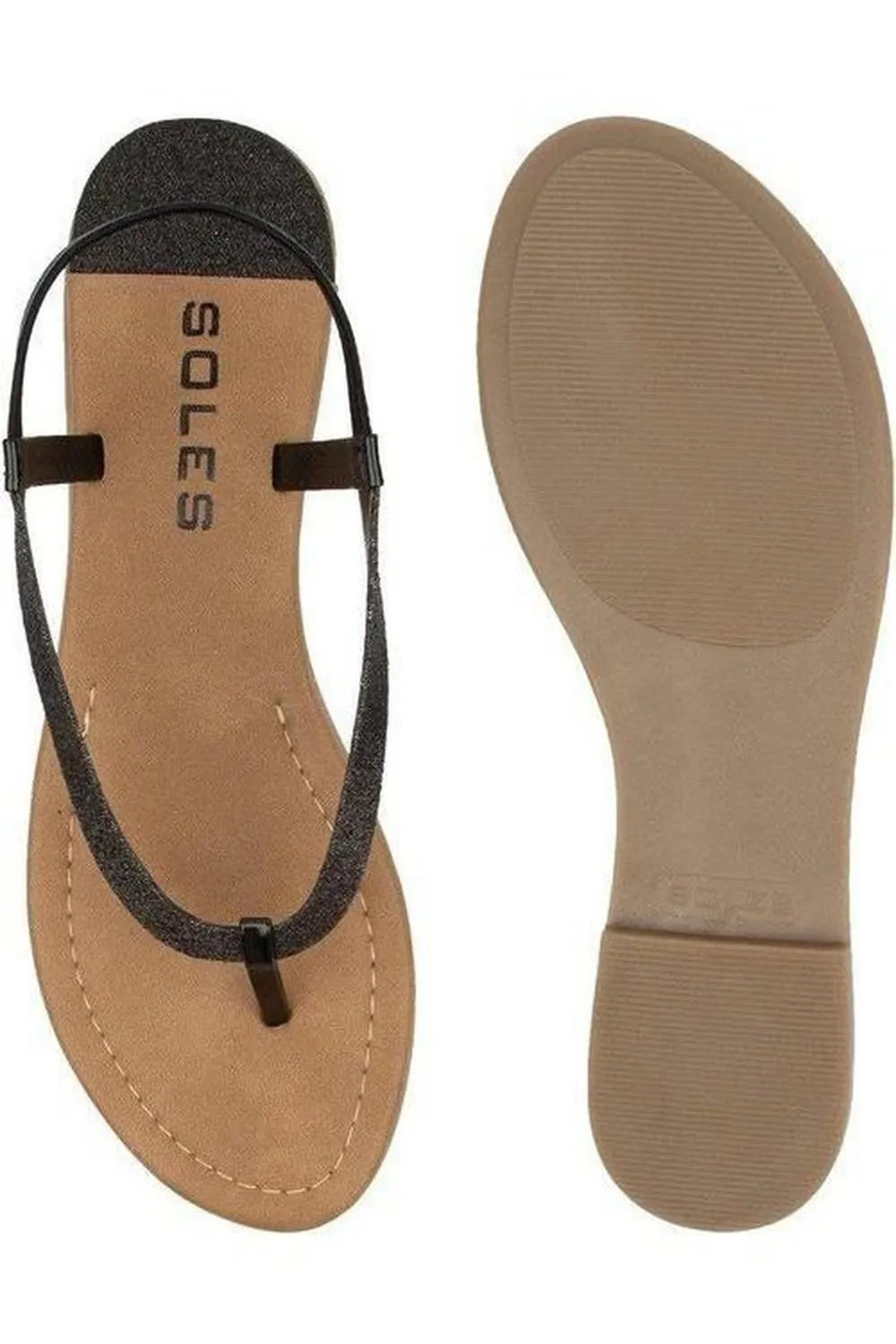 SOLES Black Fashion Trendy Flat Sandals - Classic & Stylish Footwear