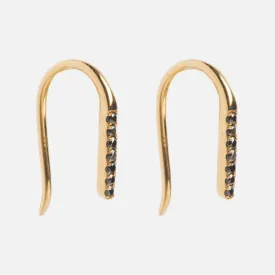 Solid Gold Black Diamond Open Ear Huggers