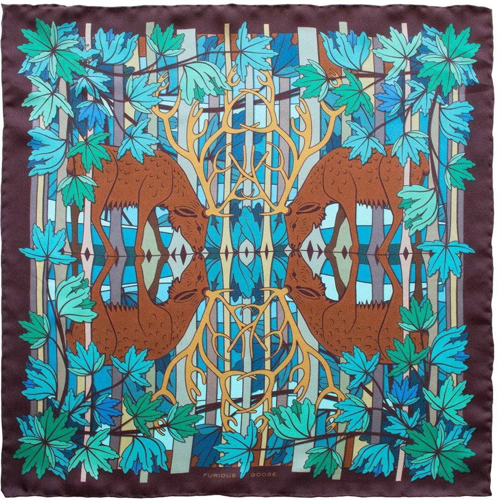 Stags – Day, Large Silk Scarf