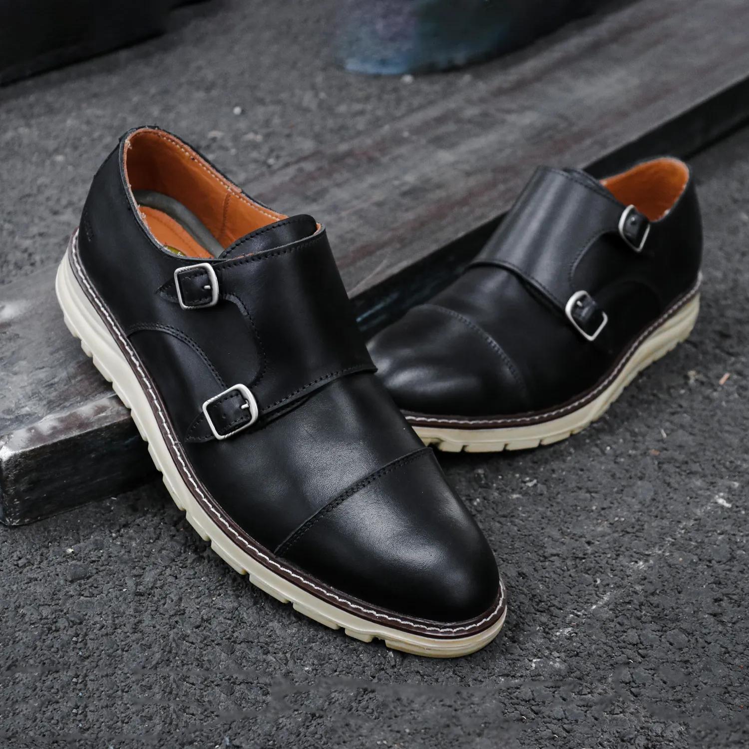 STEEL TOE MONK STRAP SHOE GRAND BLACK