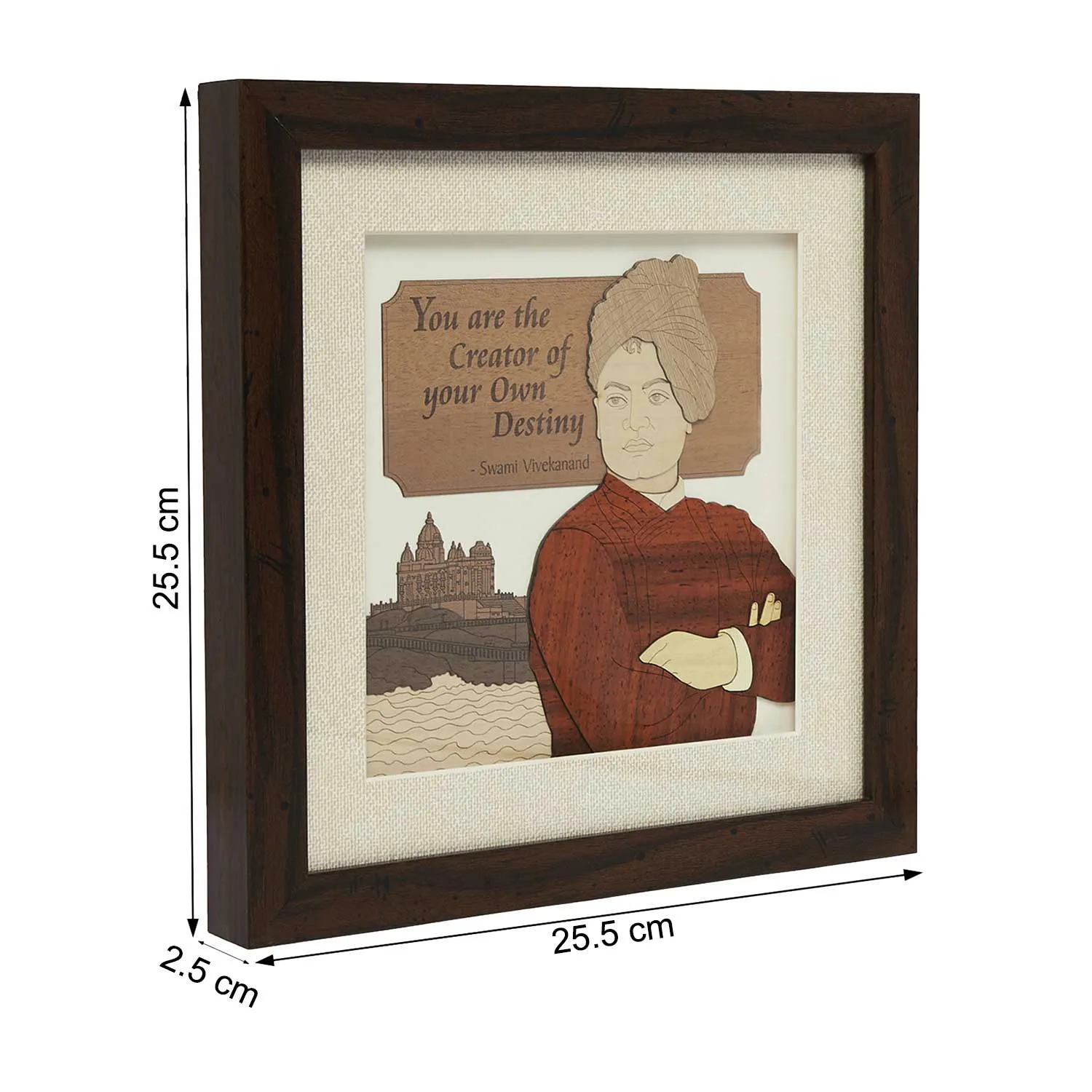 Swami Vivekananda Wood Art Frame 10 in x 10 in