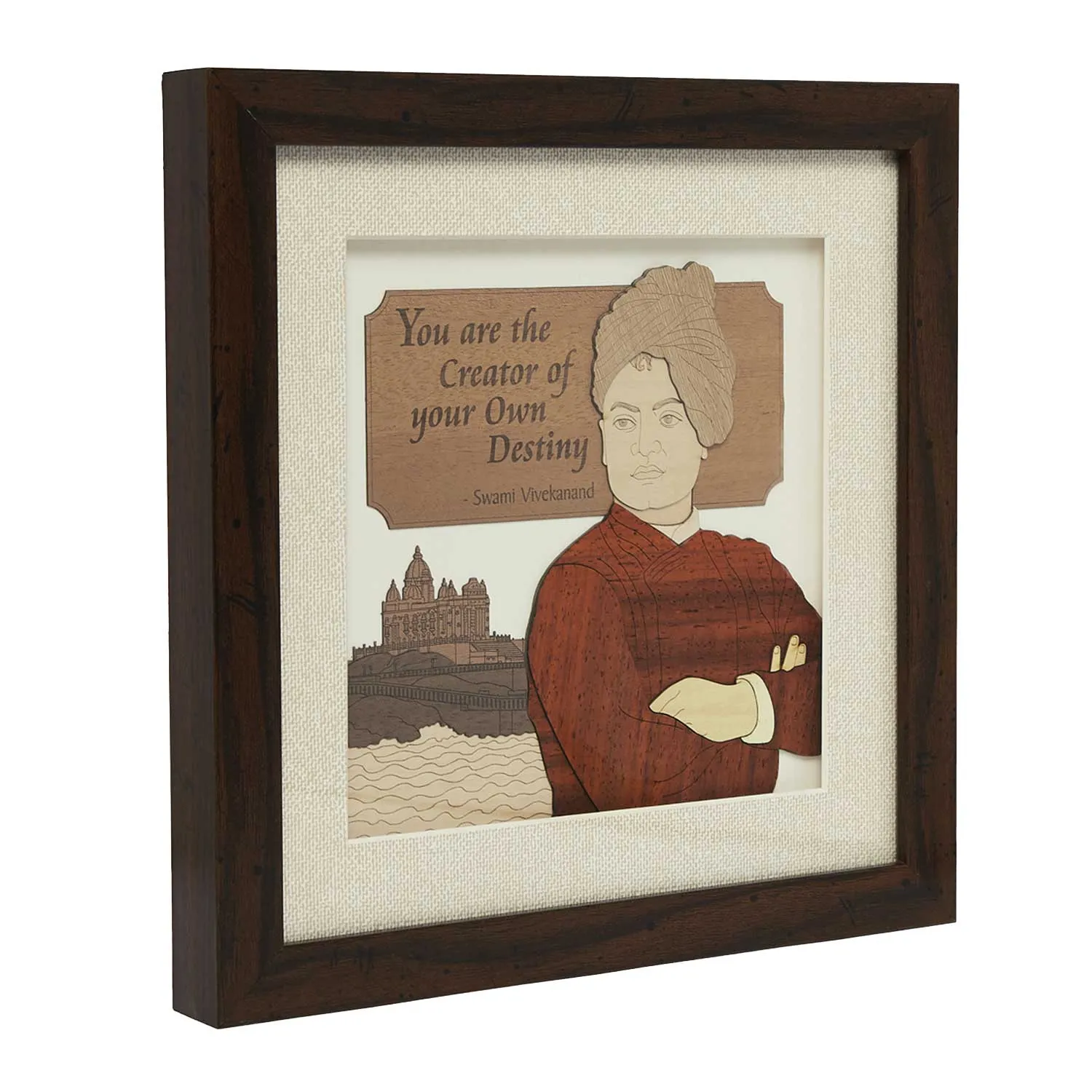 Swami Vivekananda Wood Art Frame 10 in x 10 in