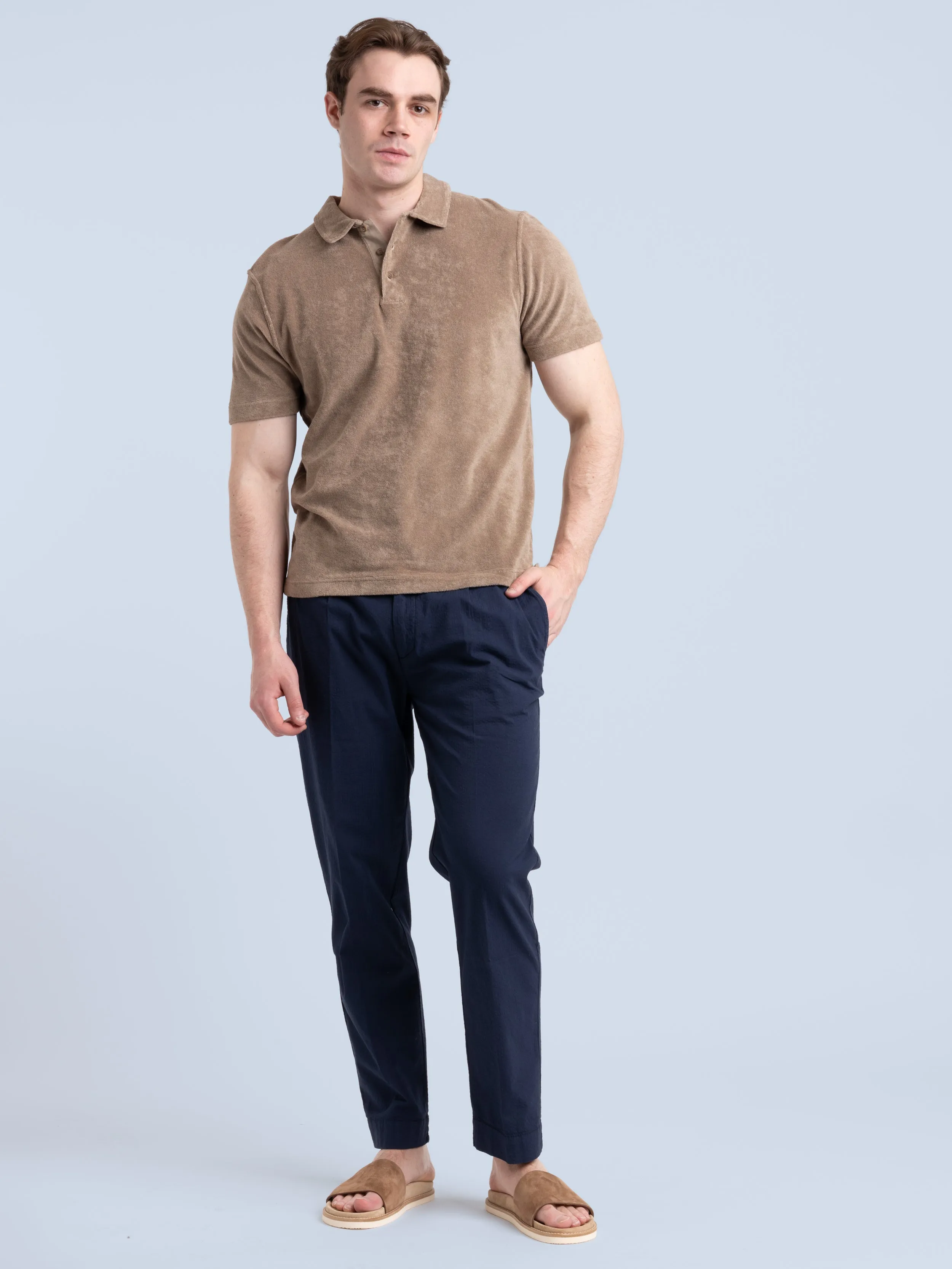 Taupe Brown Terry Polo Shirt