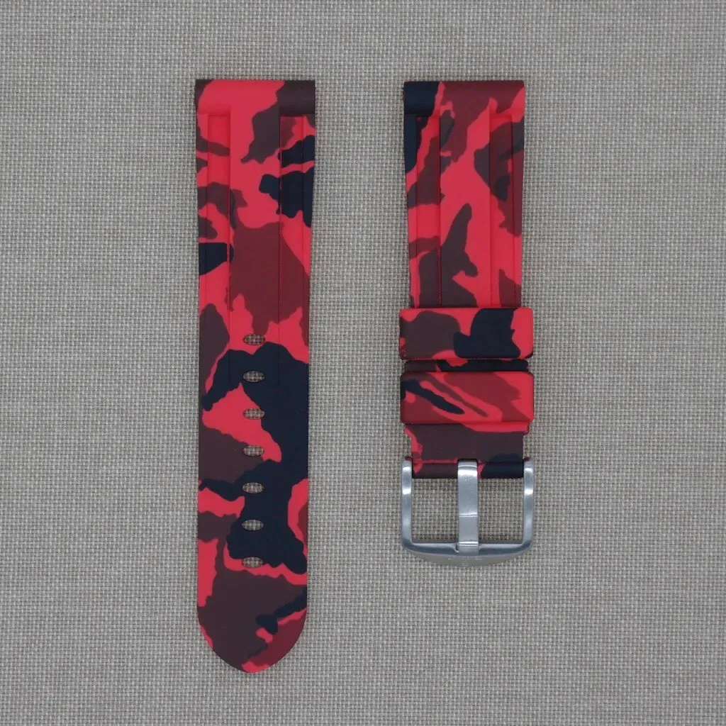 Tempomat- 24mm Red Camo Rubber Strap