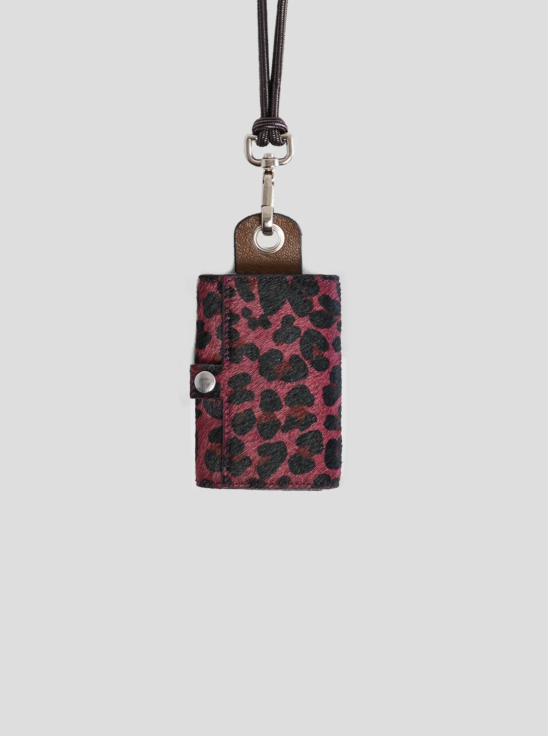 The Minis - 6 key holder in burgundy Leopard printed leather