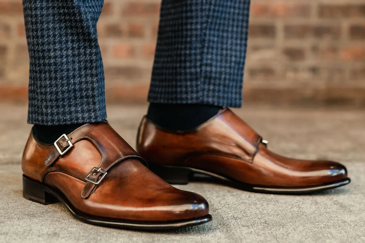 The Poitier Double Monk Strap - Brown