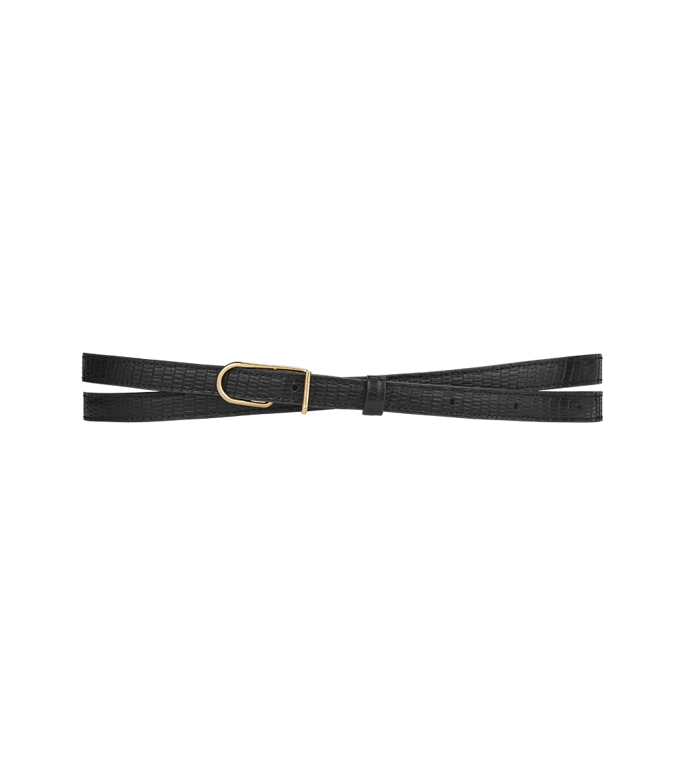 Thin Umi Belt - Black lizard print