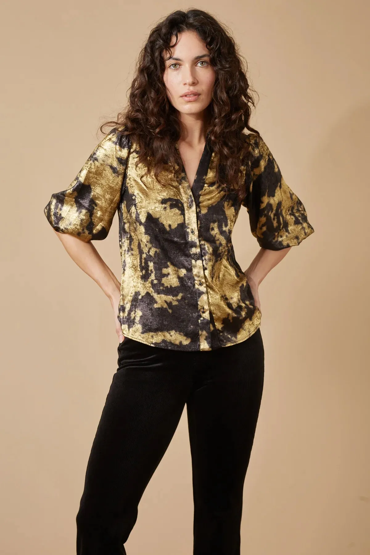 Traffic People Charlie Blouse - Black/Gold