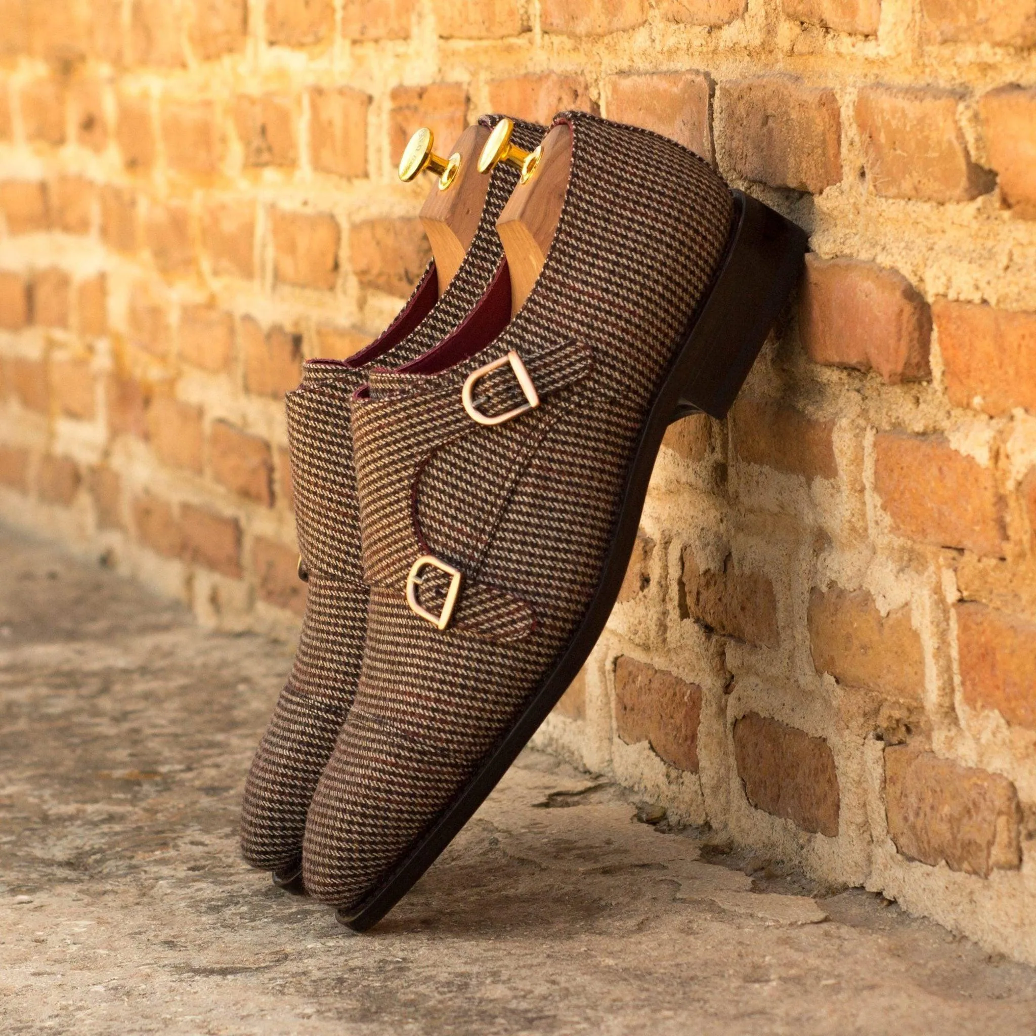 Tweed Double Monk Shoes