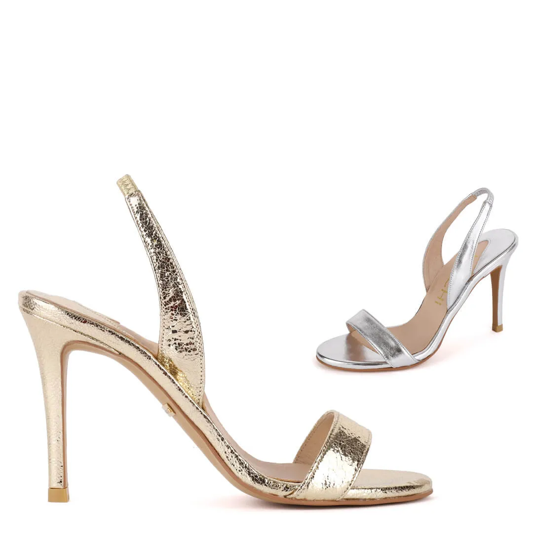 *UK size 2.5 - MADRID METALLIC- gold , 7cm heels