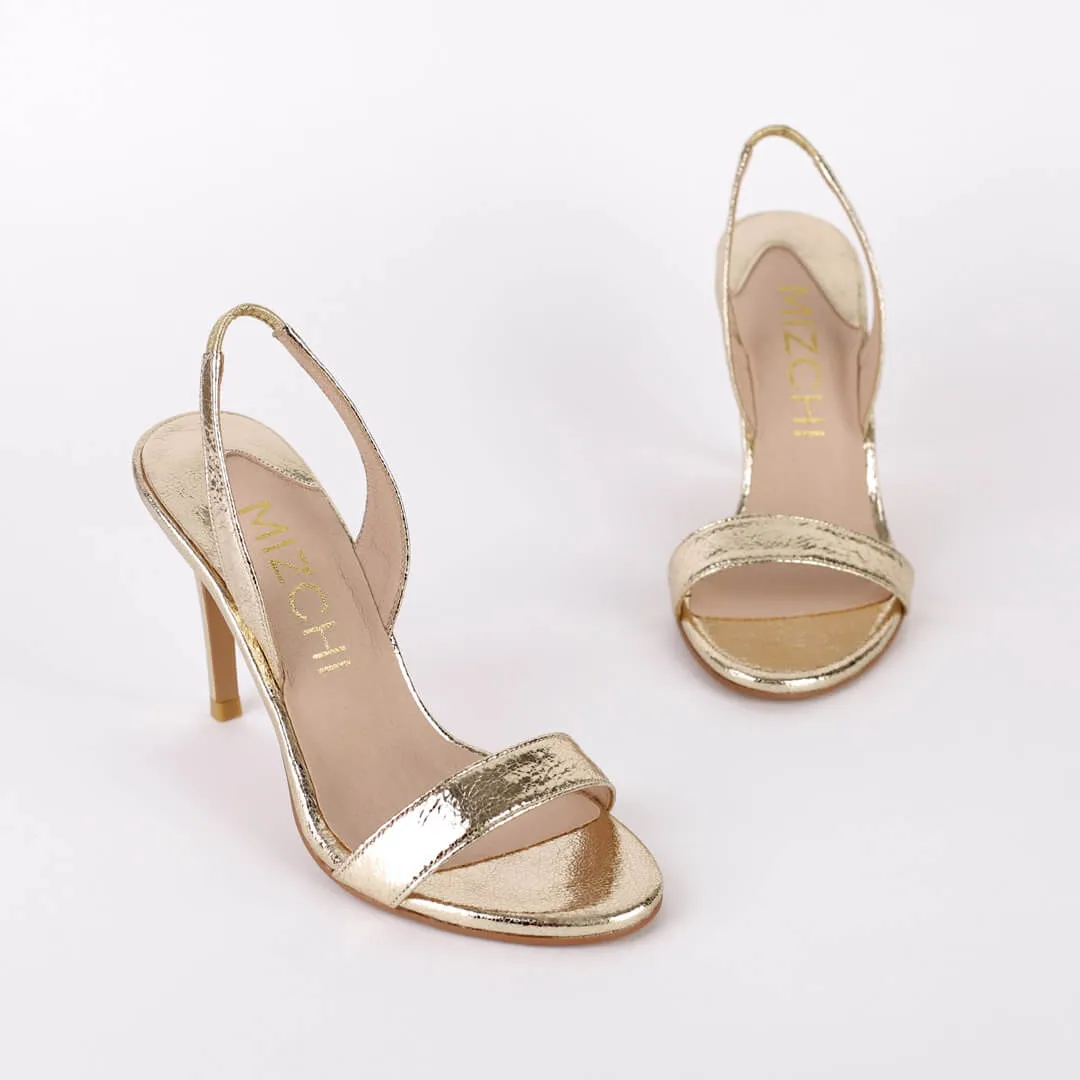 *UK size 2.5 - MADRID METALLIC- gold , 7cm heels