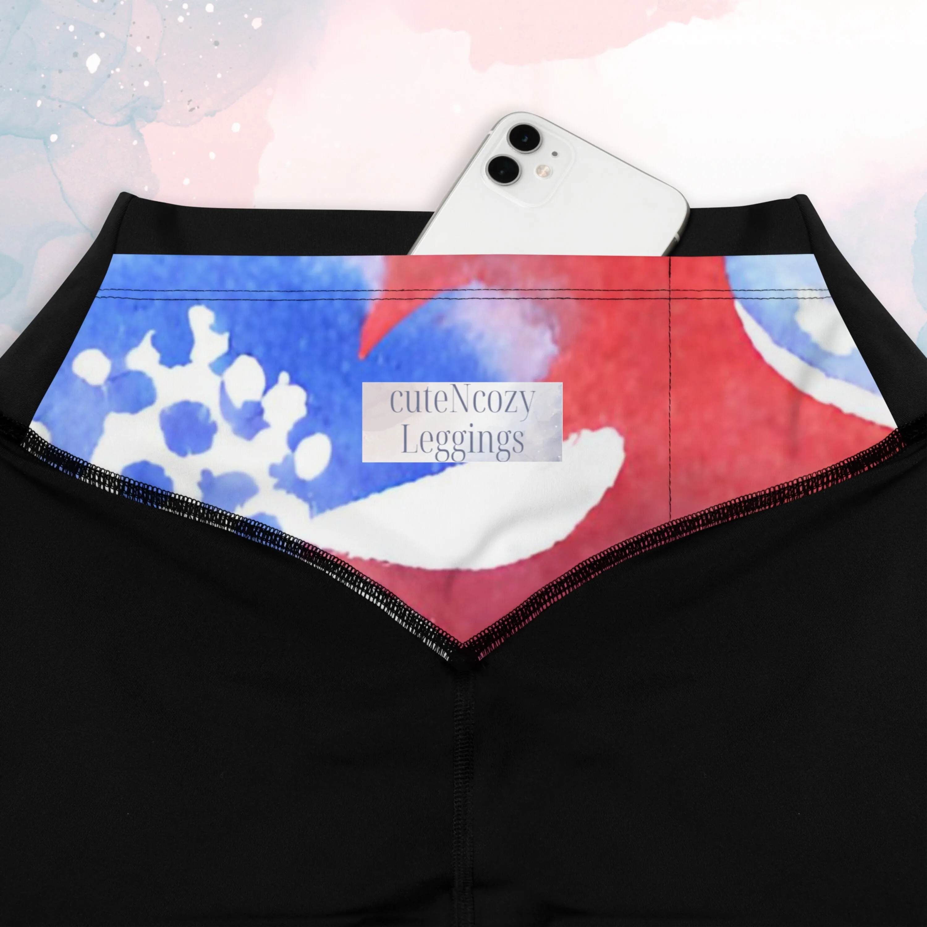 Unique Watercolor Red White and Blue Sports Leggings