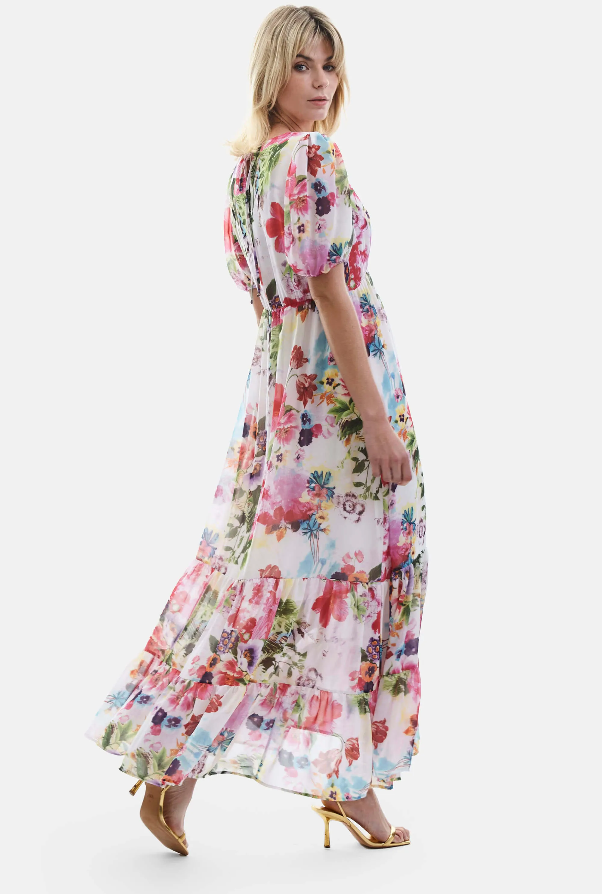 V-neck Floral Midi Dress