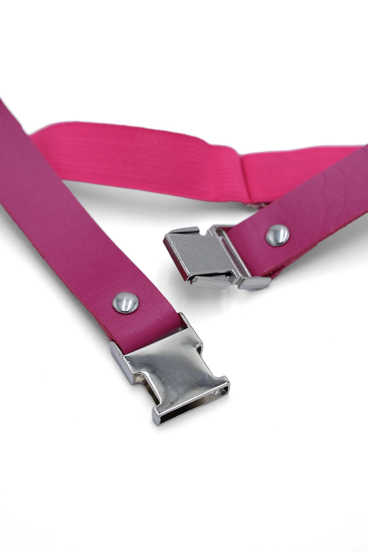 Vegan Leather Snap Buckle Leg Band - Pink