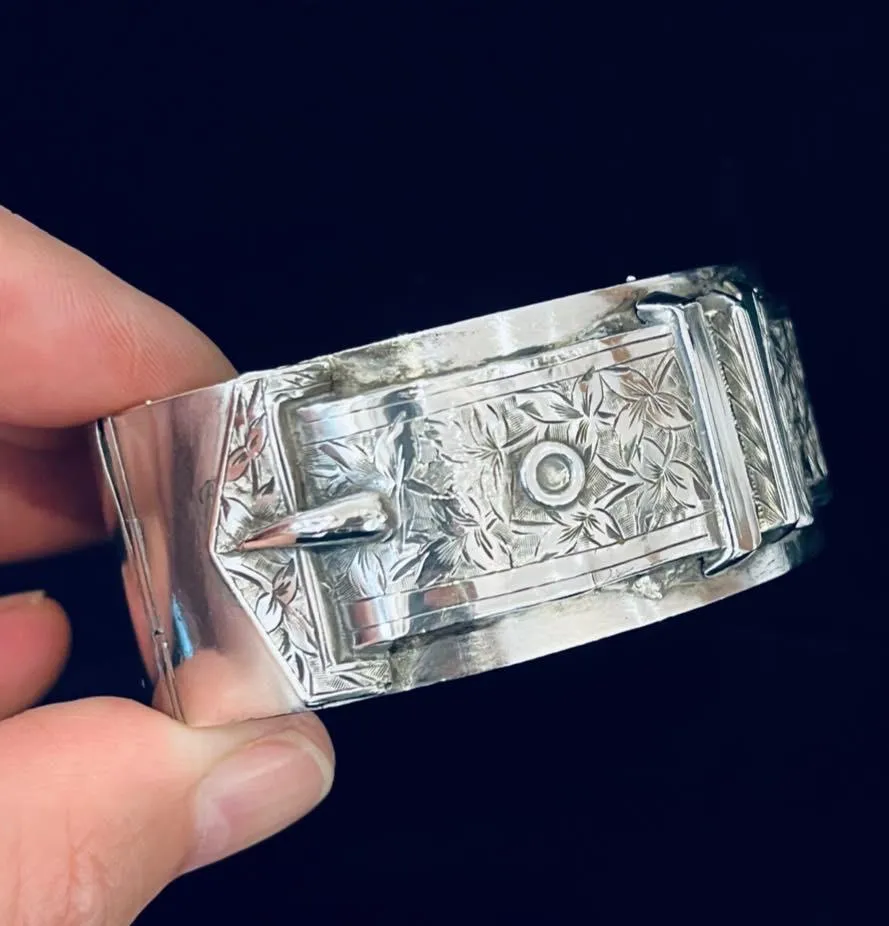 Victorian Belt Buckle Sterling Silver Bangle