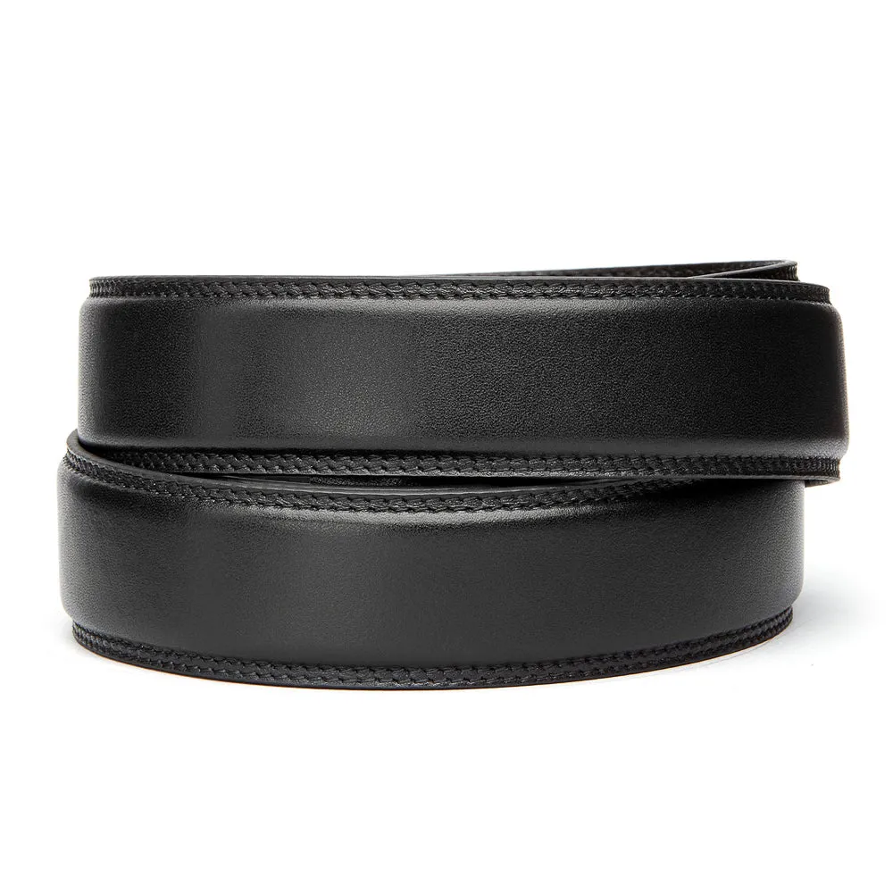 XL BLACK LEATHER CLASSIC BELT  [no buckle]